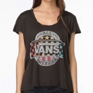 Vans x Junk Food Crop top. Charcoal gray with rainbow vintage print. Size small